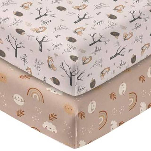 SHEIN 2 Packs Fitted Crib Sheet For Boys Girls,Soft Breathable Washable Jersey Microfiber Baby Crib Sheet, Fits Standard Size Crib Mattress 28in X 52in, Ani