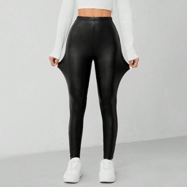 SHEIN Plus Size Solid Color Elastic Skinny Leggings, Casual Daily Wear, For Winter