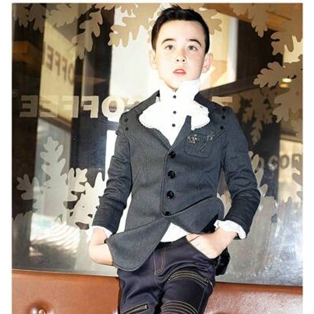 SHEIN Boys Long Sleeves Formal Uniform Blazer Kids School Casual Blazer Black 3-12Ys