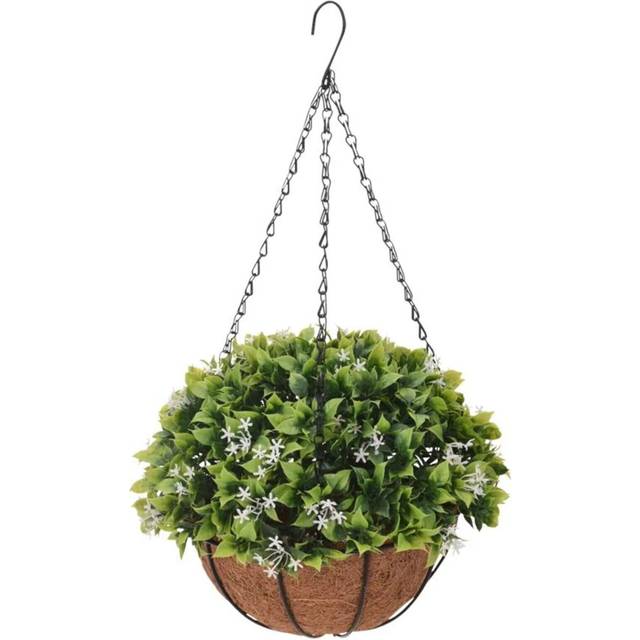 (Small White Flower) Artificial Hanging Topiary Flower Balls Buxus Faux