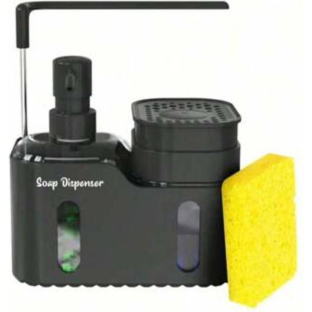 SHEIN Hand Soap And Dish Soap Dispenser Set For Kitchen, Dual Soap Dispenser With Sponge Holder And Dishcloth Holder 4-In-1 Organizer For Kitchen Sink Count
