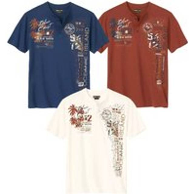 Henley T-Shirt (Pack of 3) - Ecru - M