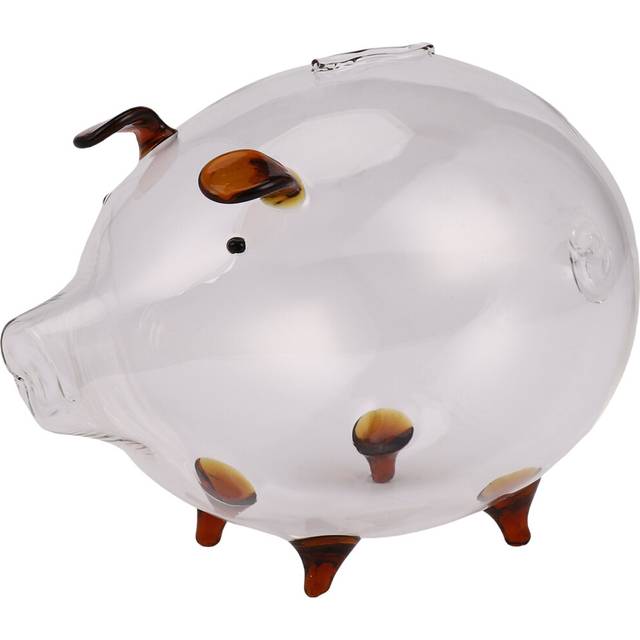 LLhappy Pig Piggy Bank Coin Saving Box Cute Transparent Glass Souvenir Birthday Gift For Children Kids-Purple