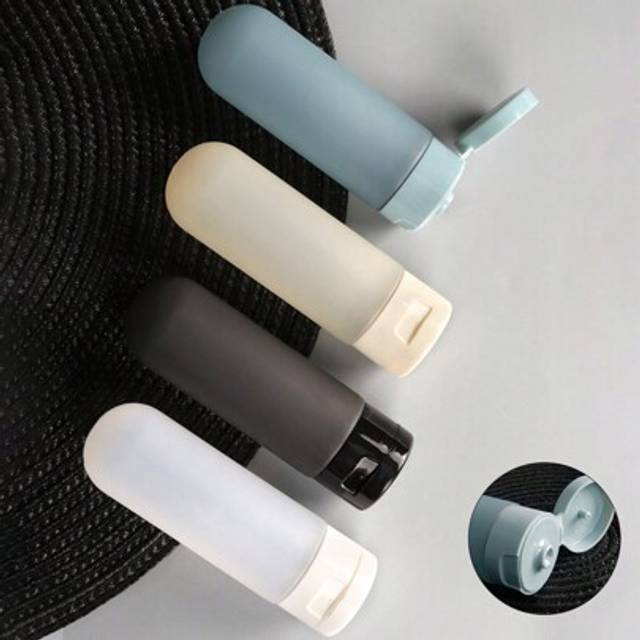 SHEIN 4pcs Leak-Proof Squeeze Bottles For Shampoo, Conditioner, Lotion And Body Wash With Storage Bag For Travel Toiletries - 2.03 Oz Refillable Cosmetic Co