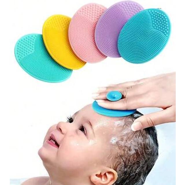 SHEIN 4pcs/2pcs/1pc Baby Grooming & Bathing Supplies, Silicone Shampoo Brush, Soft Bristles, Gentle Scalp Comb For Vernix Removal, Suction Cup Silicone Face