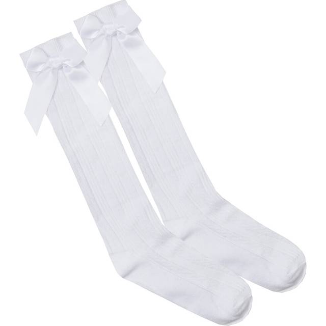 (White, 9-12 UK) Metzuyan Girls Stocking High Knee Long Socks Bows Frilly