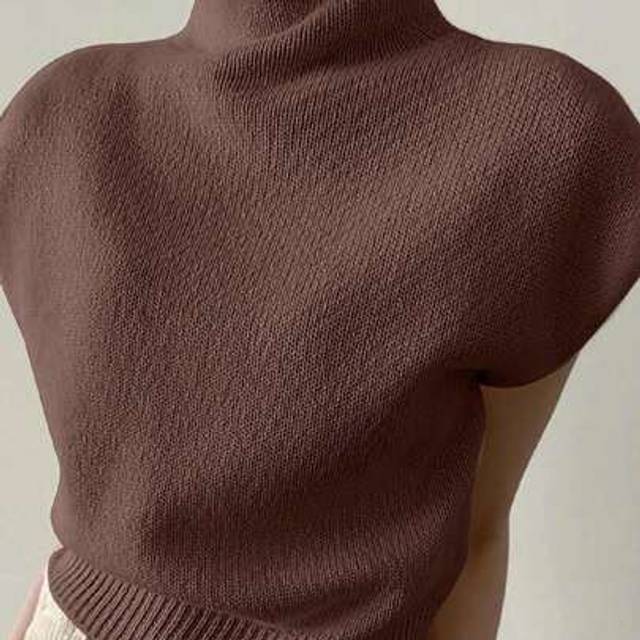 SHEIN Chic High Neck Loose Knitted Sweater Vest, Casual & Versatile, Winter