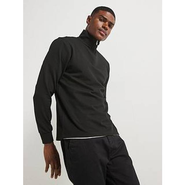 Mens River Island Black Slim Fit Smart Funnel Neck Sweatshirt - XL