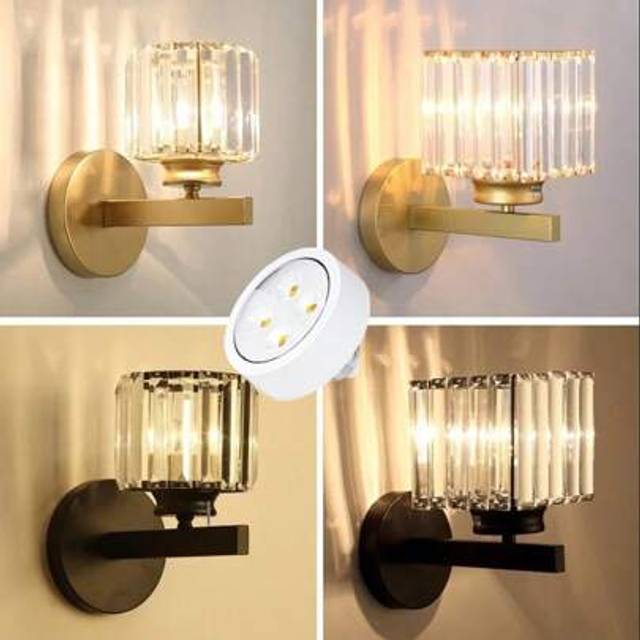 SHEIN 1pc Crystal Battery Operated Wall Sconces, Wall Light Fixtures Indoor Bathroom Light Fixtures With Remote Control, Bedroom Living Room Kitchen Modern