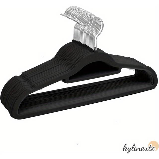 TEMU 10x Antislip Flocked Coat Clothes Hangers Velvet Trouser Tie Hanging