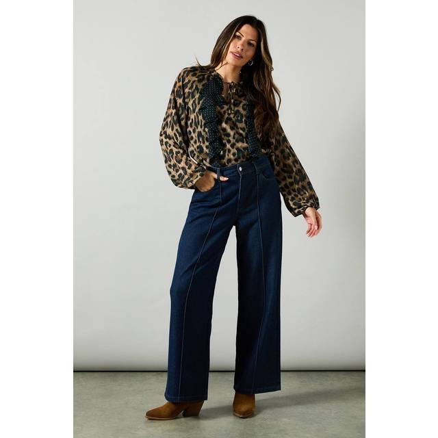 Wallis Leopard Asymmetric Ruffle Blouse In Black - black - 10