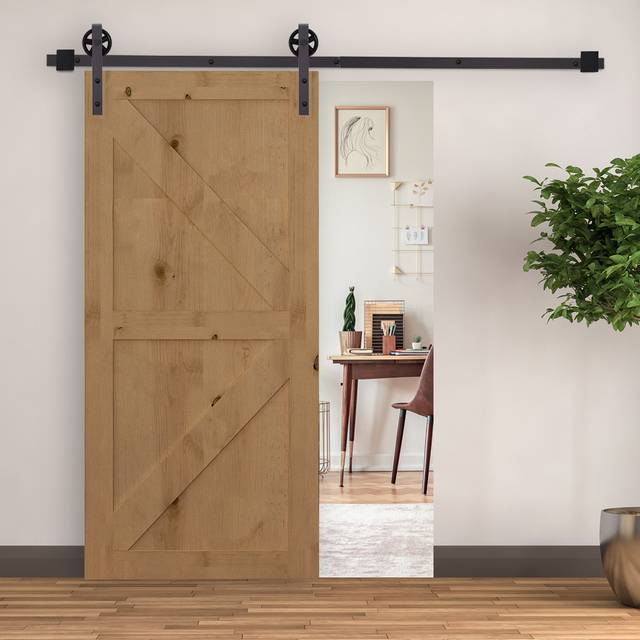 TEMU 183cm/6ft Modern Sliding Barn Door Closet Hardware Track Kit Unit For Single Wooden Door 6ft/1830mm