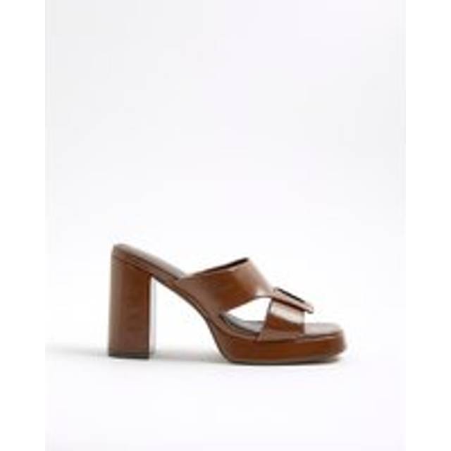 River Island Womens Brown Cut Out Platform Heel Mules - 9