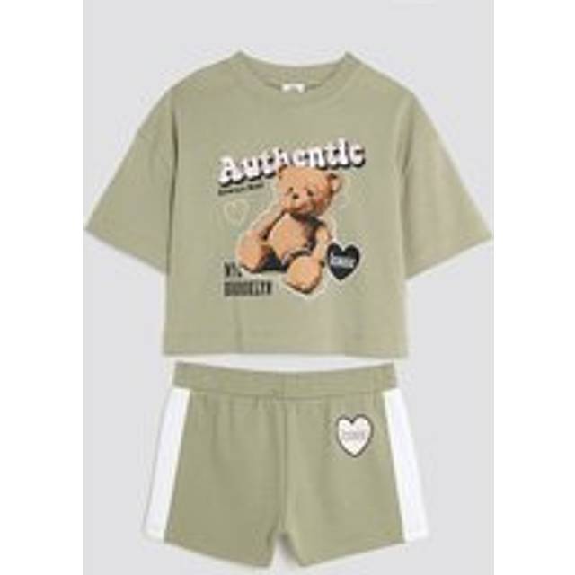 River Island Girls Khaki Crop Top And Runner Shorts Set - 5-6 Yrs