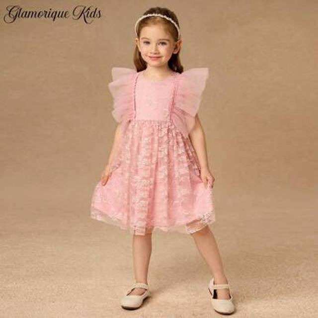 SHEIN Young Girls Flower Bridesmaid Dress, Wedding, Flower Girl,Lace Dress,Embroidered Flowers,Summer Dress,Party Performance,Suitable For Formal Occasions,