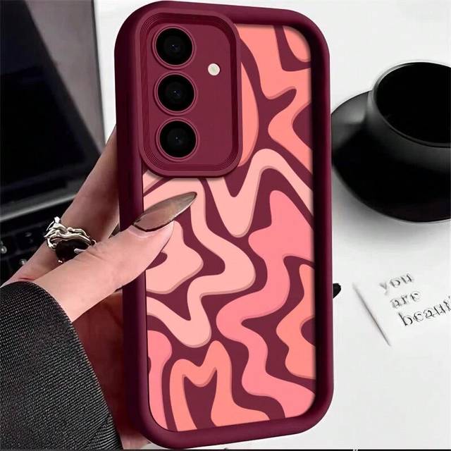 (A157 Wine Red, For Samsung A55) Striped Pattern Phone Case For Samsung Galaxy A16 A55 A54 A15 A14 A25 A35 A56 5G S25 Edge S25 S24 S23 S22 Ultra S24 F
