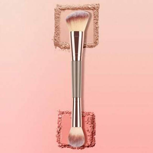 SHEIN 1pc Double-Ended Makeup Brush Set For Blush And Highlighter, Professional Makeup Brushes, Portable For Travel
