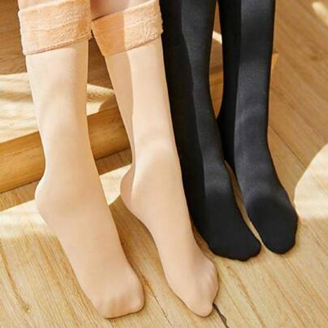 SHEIN 2 Pairs Warm Snow Boots Socks, Thermal Lined Thick Tall Socks, Suitable For Autumn/Winter