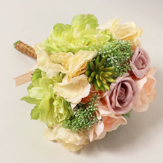 Artificial Cream Rose and Hydrangea Bouquet - Off-White