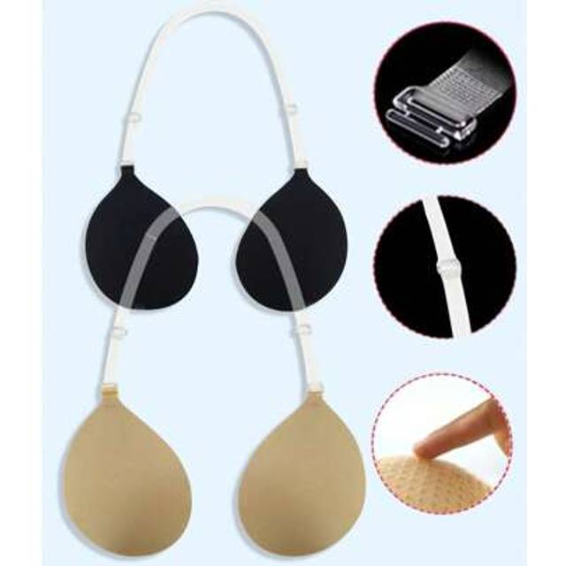 SHEIN 1pc Women&#39;s Adhesive Strapless Silicone Bra Invisible Push-Up Adhesive Bra Cleavage Enhancing Backless Bra With Extension Straps, Versatile Undergarme