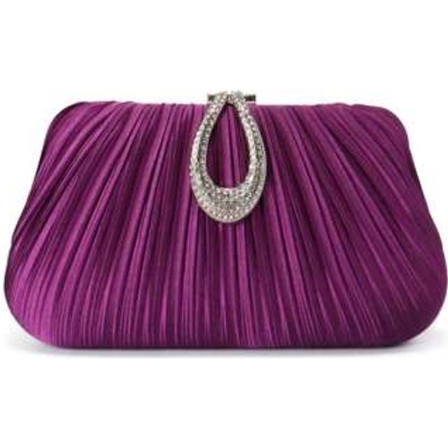 SHEIN Elegant Violet Evening Clutch With Diamond Teardrop Closure, Women&#39;s Formal Pleated Handbag For Galas Dinners, Designer Gift For Her - Perfect For Pro