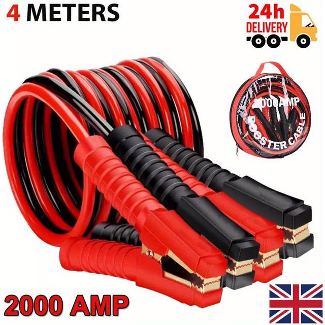TEMU 4+4m 2000amp Heavy Duty Jump Leads Starter Jumper Booster Battery Van