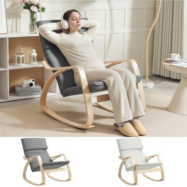 Homcom Comfortable Relax Rocking Chair, Upholstered Lounge Chair Recliner With High Back And Headrest For Living Room, Bedroom, Grey