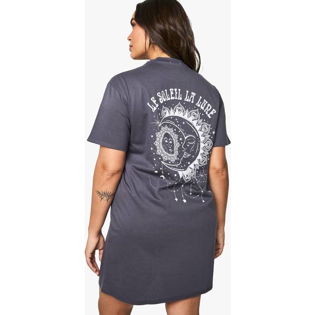Womens PLUS CELESTIAL OVERSIZED T-SHIRT DRESS - Grey - 16