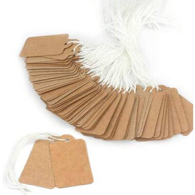 SHEIN 100pcs Brown Kraft Paper Marking Tags Gift Tags With String,Jewelry Hanging Tags,Price Tags With String,The Perfect Gift Tags For Christmas, Blank Lab