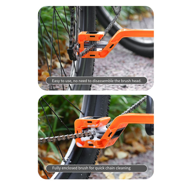 Plastic Bicycle Chain Cleaner Mountain Bike Machine Washer Brush Scrubber Biking Portable Dustproof Cycling Parts Orange