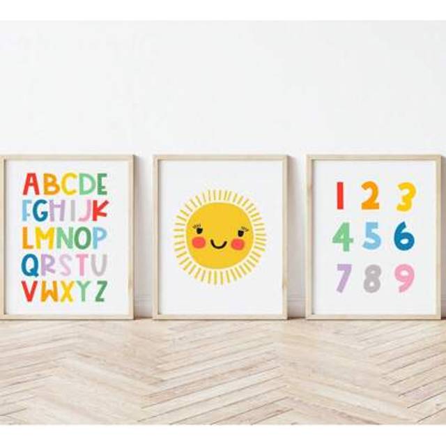 SHEIN 1pc Baby Room Decor Nursery Wall Art. Sun Alphabet Posters, ABC Prints, Printable Wall Art, Educational Wall Art, Children&#39;s Room Decor, Nursery Decor