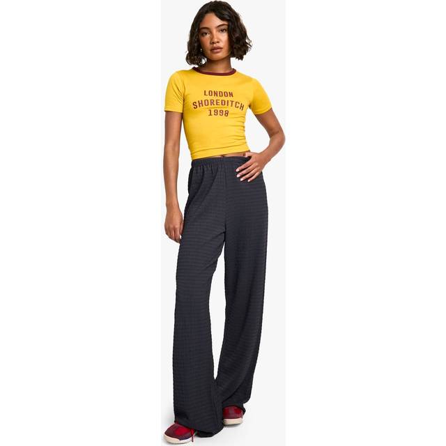 Womens Tall Texture Crinkle Wide Leg Trouser - Grey - 8