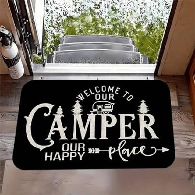 SHEIN 1 Pc Camper Welcome Door Mat - Bedroom Carpet, Entryway Rug Mat, Perfect For Home Decor, RV Entrance Mat, Room Accessories, Living Room, Reading Room,