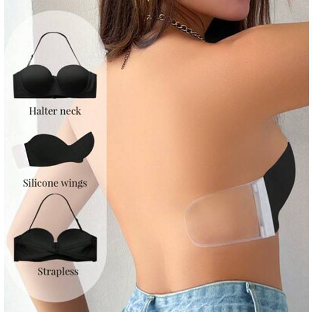 SHEIN Women&#39;s Adjustable Push-Up Strapless Bra With Versatile Wearing Options, Minimalist Design, Supportive Wire