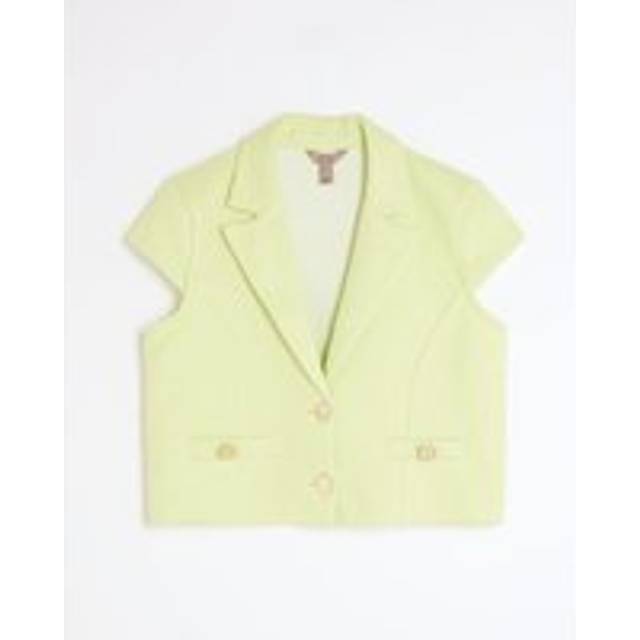 River Island Womens Petite Green Boucle Short Sleeve Jacket - XS