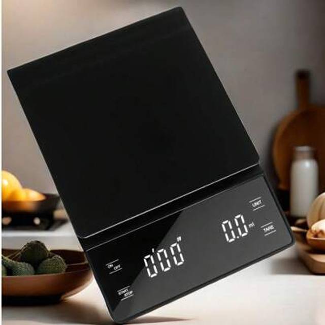 SHEIN 1PC Black And Stylish Digital Coffee Scale - Coffee Espresso Brew Drip Scale, Baking Kitchen Scale 3000g/6.6lbs Version, Requires 3*AAA Battery (Batte