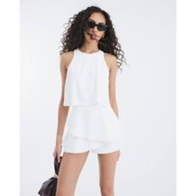 River Island Womens White Sleeveless Frill Layered Playsuit - 14