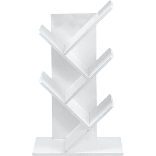 SHEIN Lushhub Rustic 5/9-Shelf Standing Tree Bookshelf Wood Display Rack In White/Black/Brown - Compact And Space-Saving Book Storage