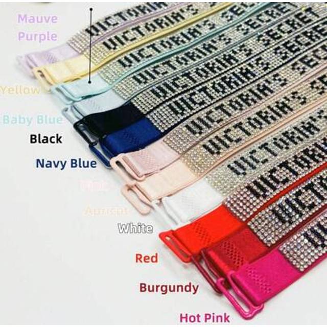 SHEIN 1Pair/2Pcs Sexy Shiny Multi-Color Crystal Detachable Shoulder Strap Bra Decor For Women High Resilience Black/White/Red/Apricot/Mauve Purple/Yellow/Mi