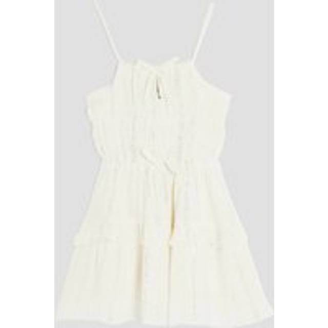 River Island Mini Girls White Tiered Shimmer Beach Dress - 18-24 Mths