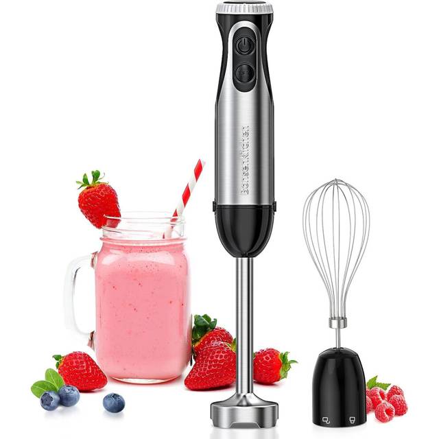 Bonsenkitchen Hand Blender, 2-in-1 Multi-Purpose Stick Blender with Whisk, Powerful 1000W Handheld Blender, 20-Speed and Turbo Mode, Stainless Steel