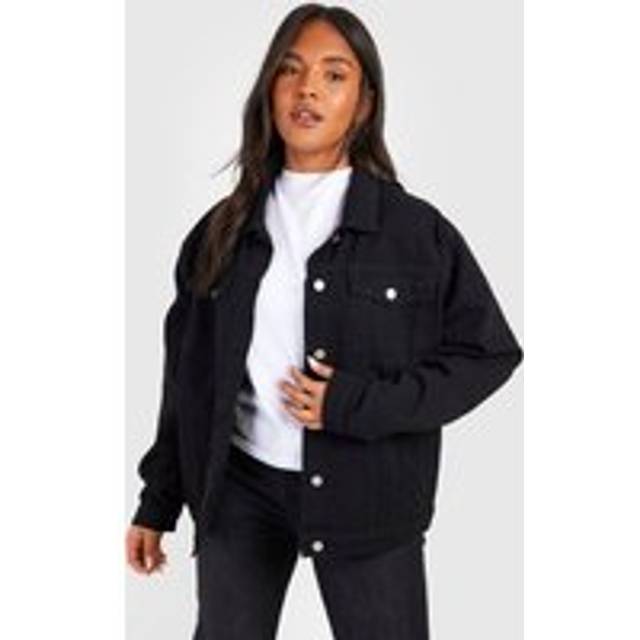 Womens Plus Denim Oversized Jacket - Black - 16, Black