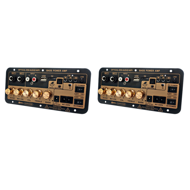 2X D50 Amplifier Board with Optical Audio Bluetooth AMP USB FM Radio TF Player DIY Subwoofer for Home Car-EU Plug