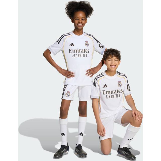 '25-'26 Real Madrid Home Shorts (White) - Kids 22 Waist Polyester Made By: Adidas