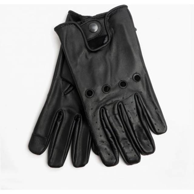 Men's Jack & Jones DRIVER Mens Leather Driving Gloves Black - Size: S/M