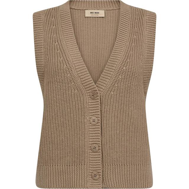 MOS MOSH Kirby Knitted Waistcoat, Mid Brown
