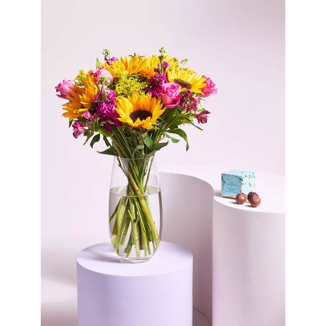 John Lewis Sunflowers Hand Tied Bouquet & Chocolates