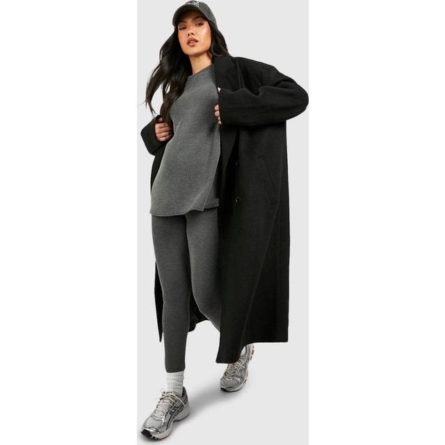 Womens Maternity Acid Wash Ribbed Leggings - Grey - 10, Grey
