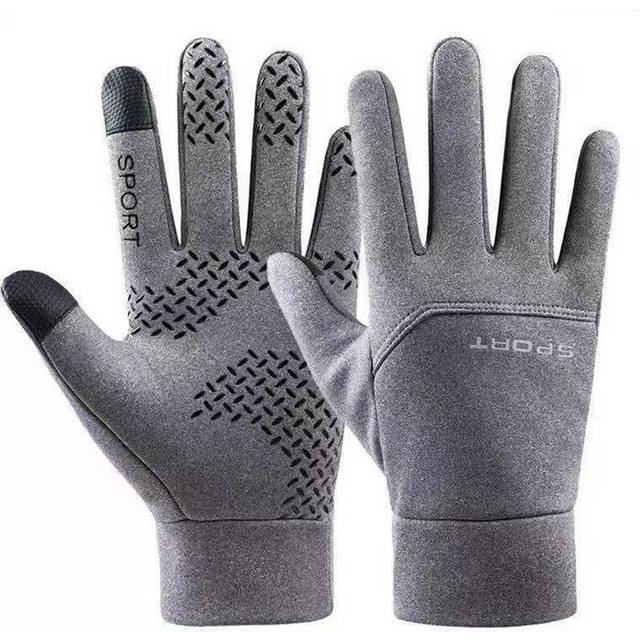 (L, Grey) 2023 Unisex Touchscreen Winter Thermal Warm Full Finger Gloves For Cycling