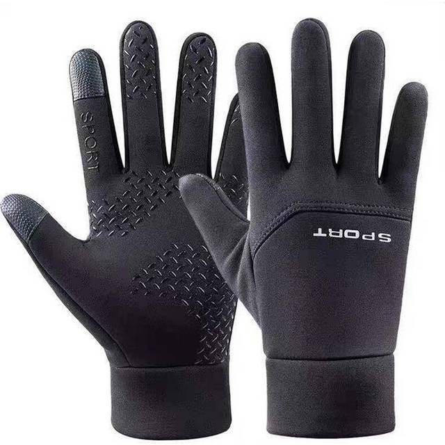 (L, Black) 2023 Unisex Touchscreen Winter Thermal Warm Full Finger Gloves For Cycling